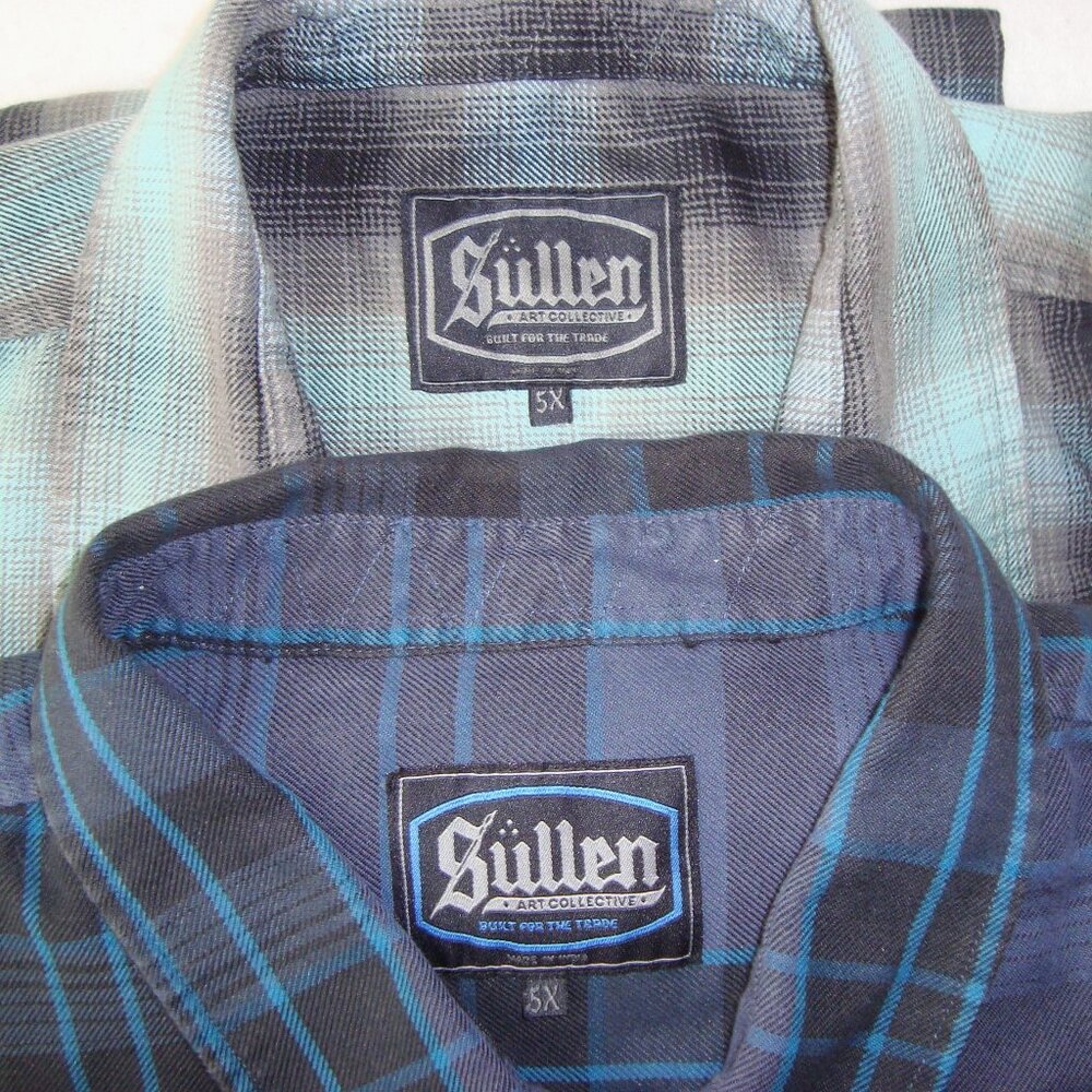 (2) Sullen Art Collective Heavyweight Flannel Plaid Long Sleeve Shirts